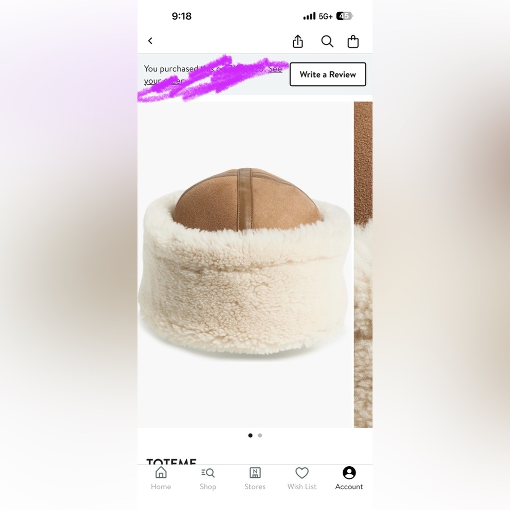 Toteme genuine shearling cuffed hat